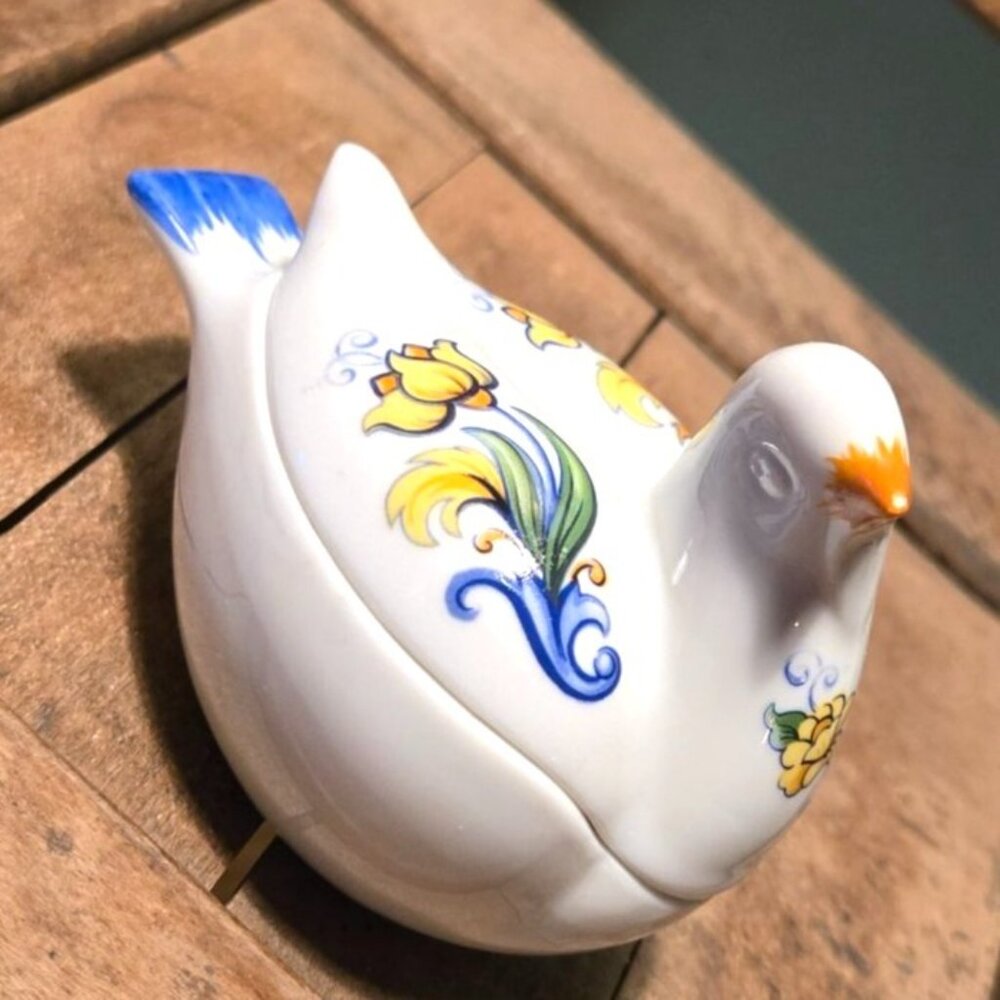 Vintage Elizabeth Arden porcelain bird Dove Ceramic Trinket Vanity Jewelry Box - Picture 9 of 10